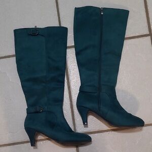 Women's Teal Knee-High Suede Boots